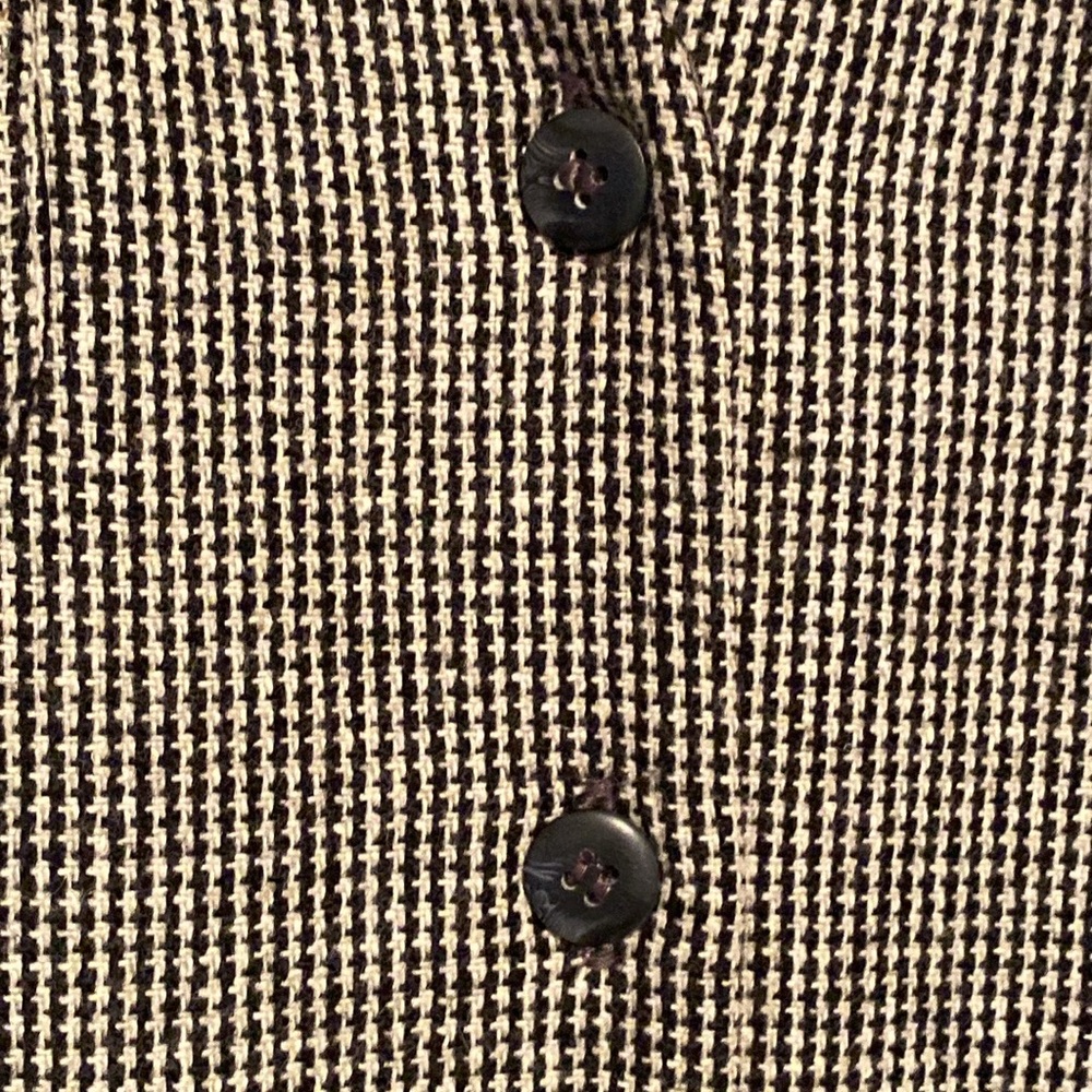Joan Leslie Vintage Black  & White Houndstooth Wool Button-Down Dress size 12 - Picture 5 of 12